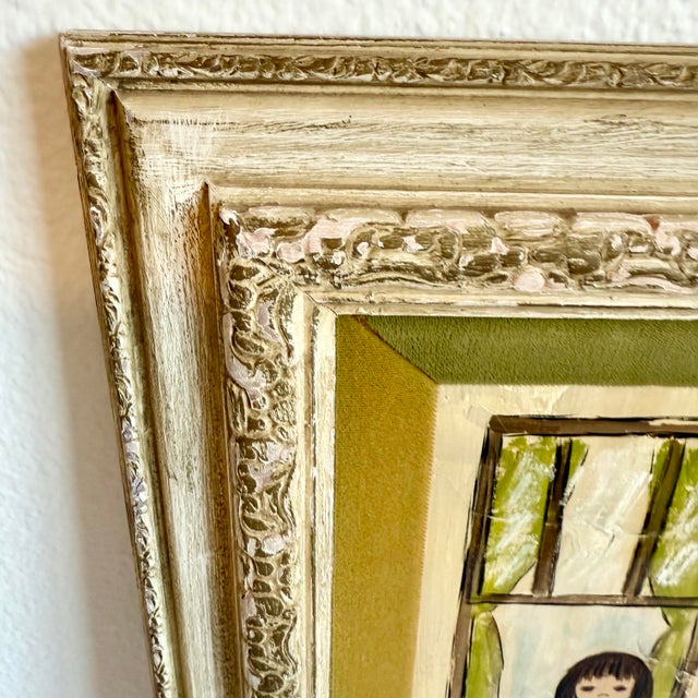 Paint 1960s Original Framed Painting of Children in Windows by Flavia Marie Weedn 1929-2015 For Sale - Image 7 of 12