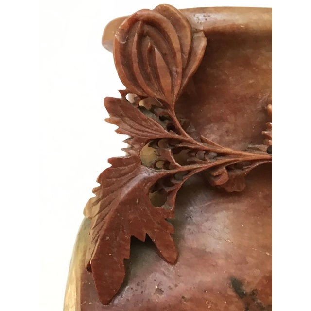 Sienna Vintage Soapstone Vase With Chrysanthemums For Sale - Image 8 of 13
