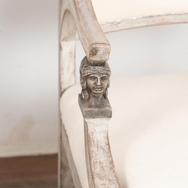 Pair, 19th Century Gray Swedish Gustavian Pair of Armchairs For Sale - Image 6 of 10