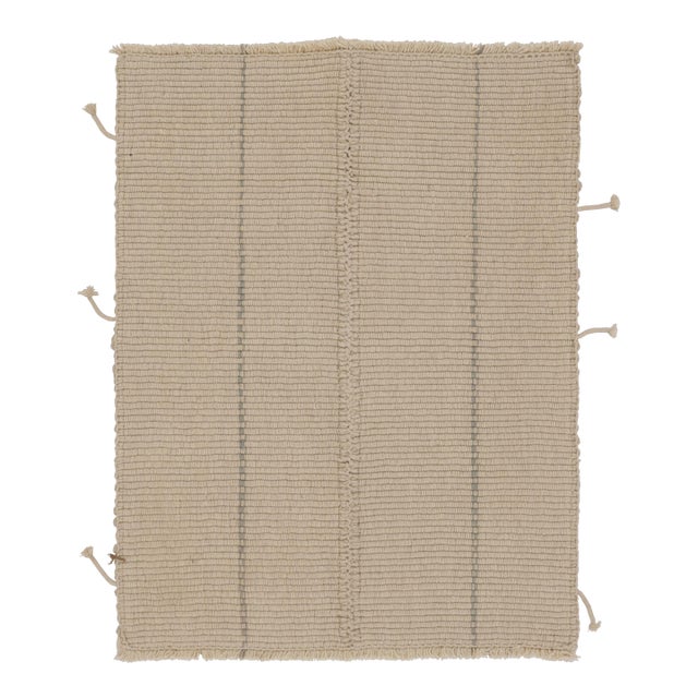 Rug & Kilim's Contemporary Accent Kilim, Beige Textural Stripes For Sale