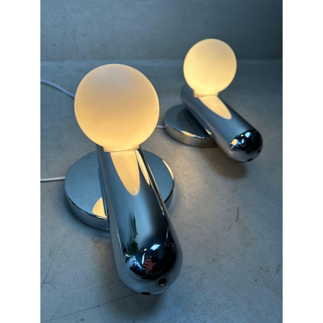 1960s Vintage Wall Lamps in Chrome and Opaline, 1960s, Set of 2 For Sale - Image 5 of 9