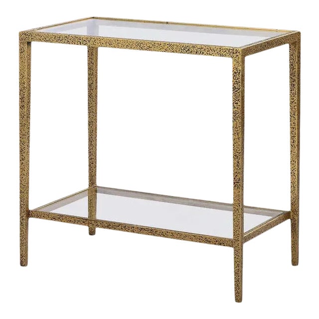 Hollywood Regency Style Hammered Rectangular Side Table For Sale