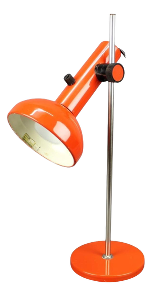 German Bauhaus Style Orange Adjustable Desk Lamp, 1970s