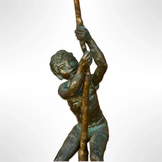 Mid-Century Modern Vintage Curtis Jere Mid-Century Modern Bronze Boy Climbing Tree Sculpture, Signed 1970 For Sale - Image 3 of 9