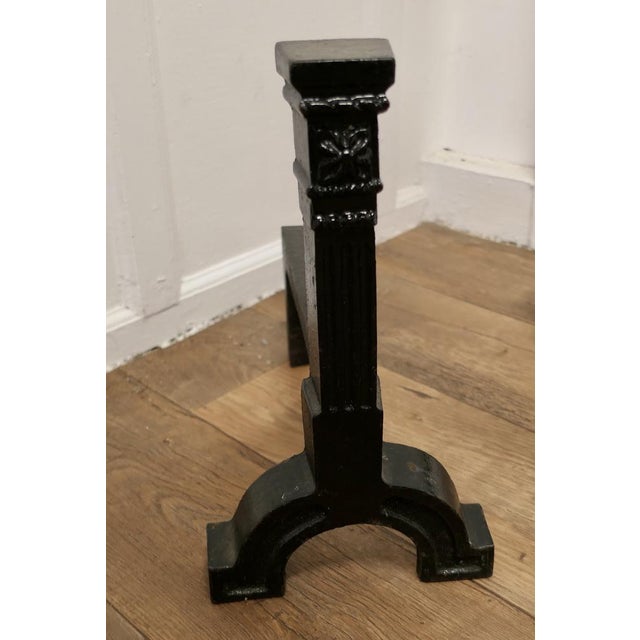 A Very Heavy Pair of 19th Century Iron Andirons or Fire Dogs This is a Very Heavy pair of Andirons and they are made of...