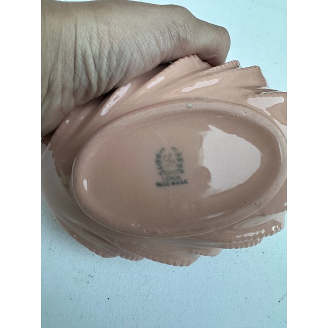 Pink Pair of 1970s Lenox Pink Leaf Ceramic Catchall and Teapot For Sale - Image 8 of 9