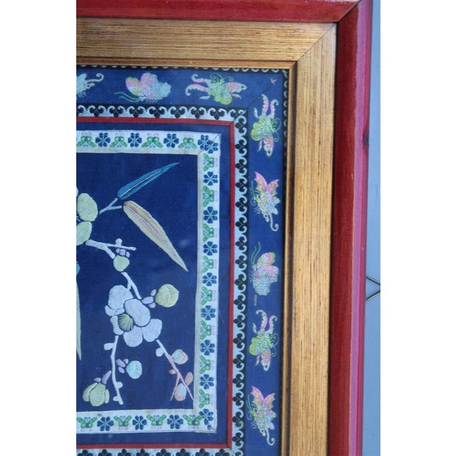 Mid-Century Modern Ornamental Silk Embroidered Painting, China, 1950s For Sale - Image 3 of 10
