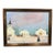 1980s Original Oil Painting Winter Village Church by Lea Topliff Framed For Sale
