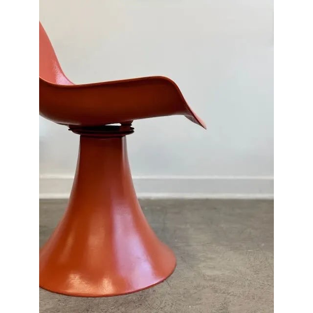 Mid-Century Modern Space Age Orange Fiberglass Chair For Sale - Image 3 of 10