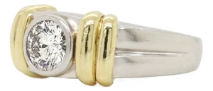 Vintage Signed Platinum, 18k Gold, & 1.2 Ct. Diamond Men's Signet Style Ring