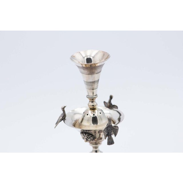 Silver Toothpick Holder with Supports and Flower Reliefs For Sale - Image 4 of 5