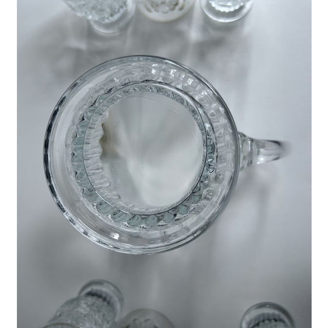 Vintage Pilgrim Glass "Adams" Clear Set of 8 Pedestal Glasses + Pitcher For Sale - Image 12 of 18