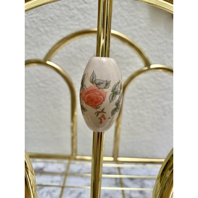 Shabby Chic Vintage 1970s Brass and Enamel Magazine or Wood Vessel Rack For Sale - Image 3 of 7