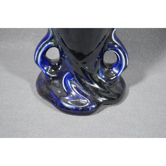 Art Deco 1920s Belgian Art Deco Thulin Model 1943 Blue Drip Glaze Ceramic Vase For Sale - Image 3 of 11