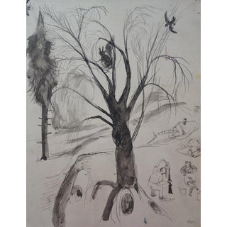 Edouard Goerg, Hunting Scene, Ink Drawing For Sale