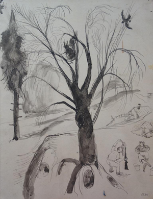 Edouard Goerg, Hunting Scene, Ink Drawing