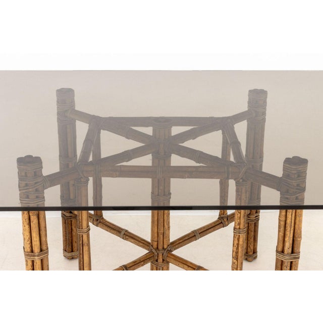 Late 20th Century McGuire Furniture Modern Smoked Glass and Bamboo Dining Table For Sale - Image 5 of 7