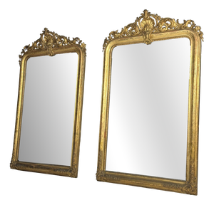 Antique 19th Century French Mirrors with Gilded Frames, Set of 2
