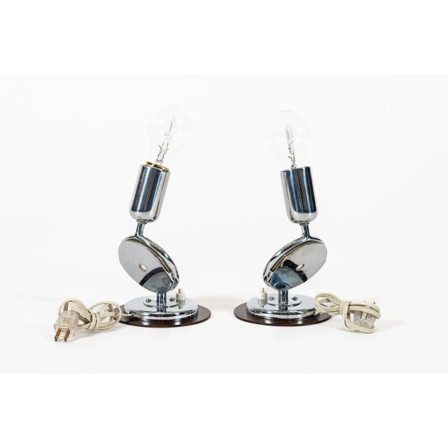 Metal Antique Art Deco Bauhaus Pair Table Lamps With Glass Photo Inserts For Sale - Image 7 of 11