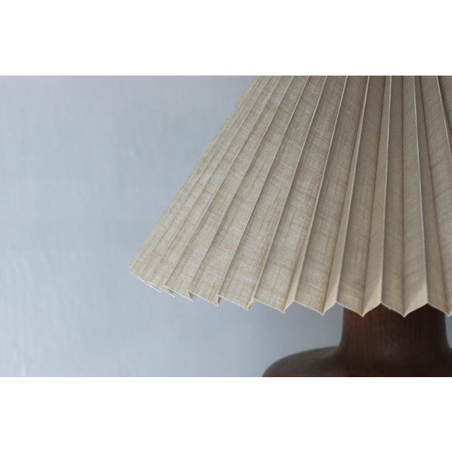 Mid-Century Modern Vintage Scandinavian Table Lamp with Teak Base For Sale - Image 3 of 7