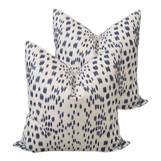 Blue Abstract Animal Print Two-Sided 22" Down Pillows - a Pair For Sale