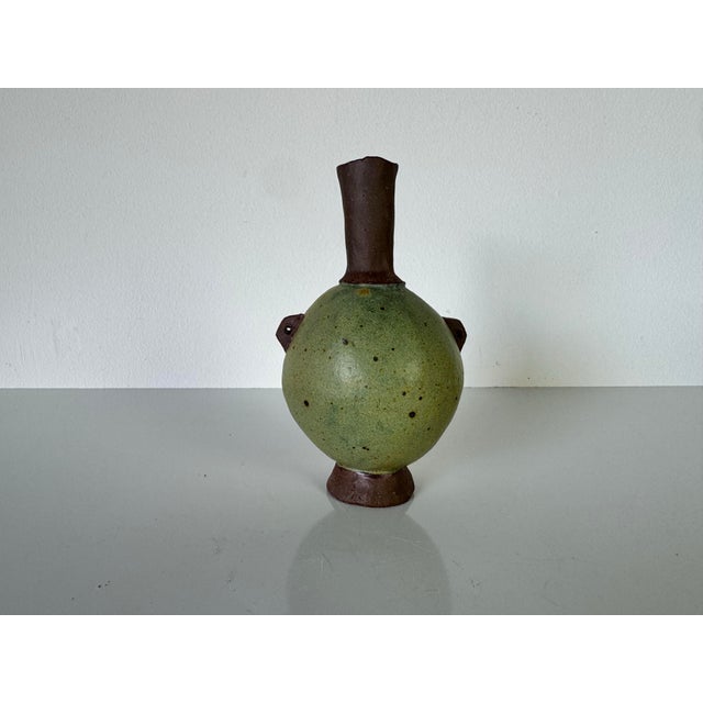 Brown Vintage Small Handcrafted Pottery Vase For Sale - Image 8 of 9