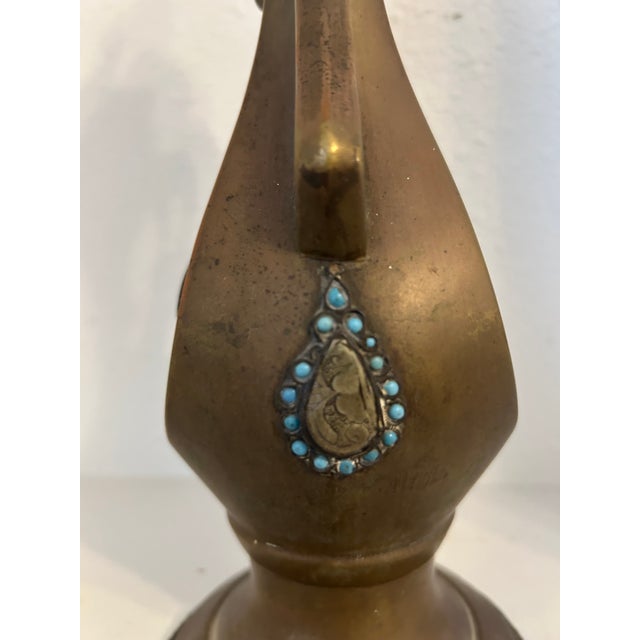 Early 20th Century Brass Ewer With Turquoise Inlay For Sale - Image 16 of 16