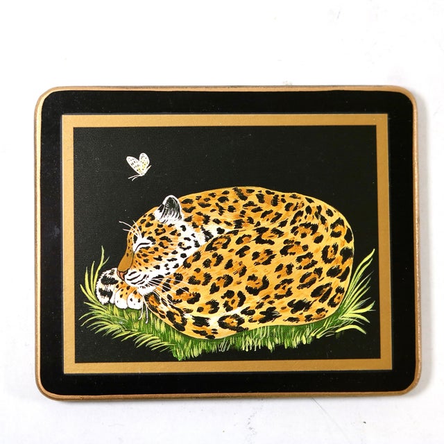 1980s Lynn Chase Jaguar Jungle Coasters- Set of 4 For Sale - Image 4 of 10