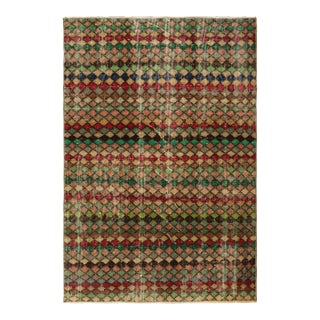 Vintage Zeki Müren Rug With Polychromatic Geometric Patterns, From Rug & Kilim For Sale