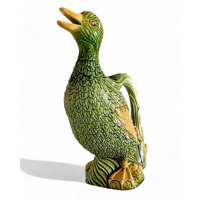 French Majolica Duck Pitcher by Keller & Guerin for Saint Clement, 1900s For Sale - Image 5 of 16