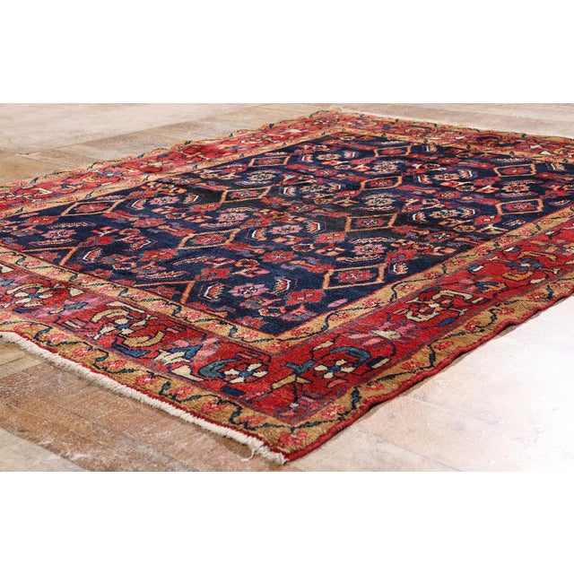 Navy Blue Antique Persian Lilihan Rug, 05'01 X 06'03 For Sale - Image 8 of 10