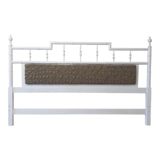 Faux Bamboo Pagoda Style Center Cushion King Size Headboard For Sale