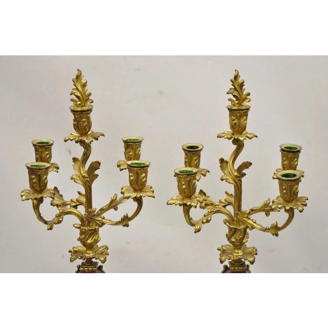 Rococo Antique French Louis XV Rococo Style Gold Gilt Bronze Candelabras - A Pair For Sale - Image 3 of 12