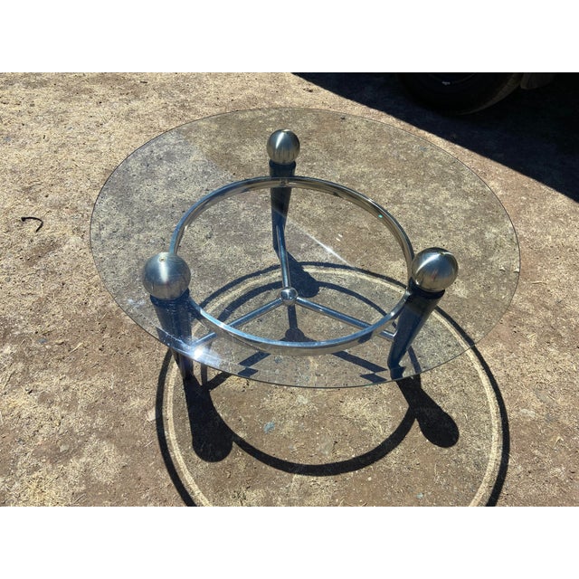 Vintage Space Age Design Chrome and Glass Atomic Coffee & Demilune Console Table For Sale - Image 11 of 18