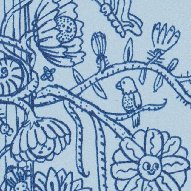 Schumacher Schumacher x The New Yorker Edward Steed's Towers Of Flowers Wallpaper In Sky Blue & Navy For Sale - Image 4 of 5