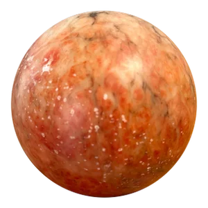 Vintage Rounded Red Marble Stone Ball Paperweight With Natural Tones