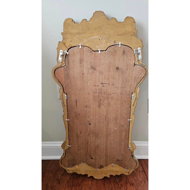 Rococo Antique French Rococo Giltwood Wall Mirror With Foxed Glass, 34 X 17.5 In. For Sale - Image 3 of 4