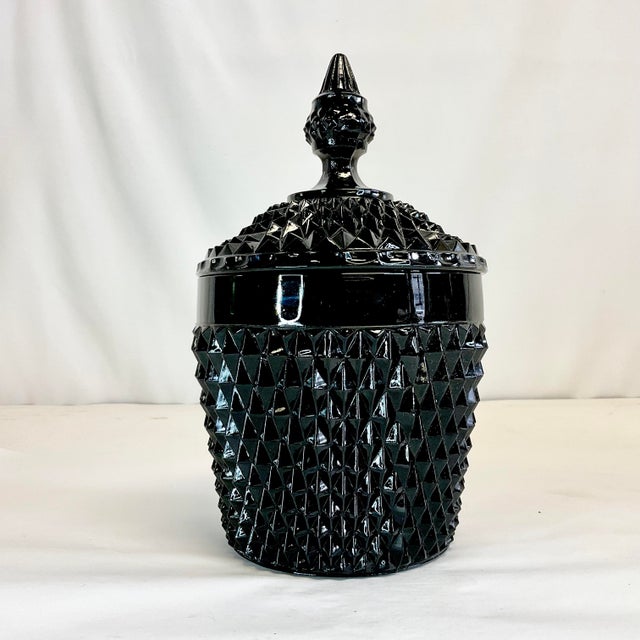 Black 1940s Vintage Art Deco Indiana Glass Black Diamond Point Tiara Bar Set - 9 Pieces For Sale - Image 8 of 12