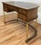 Sligh-Lowry Furniture Co. Vintage Sligh-Lowry Burl Wood Leather Top Demilune Desk W/ Brass Legs For Sale - Image 4 of 12