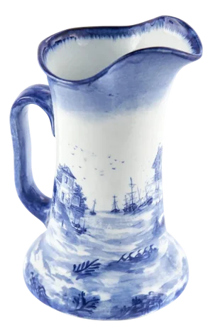 Antique Blue and White Norfolk Windmill Jug, 1890