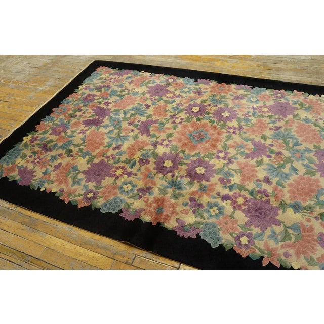 Textile 1920s Ivory Rosette Floral Antique Chinese Art Deco Carpet by Fette-Li 5' X 7' 10" Knotted Wool Rug For Sale - Image 7 of 12