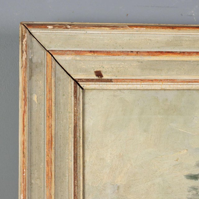 Textile Carlo Cherubini, Landscape with Villa Entrance and Caravan, Oil Painting on Canvas, Framed For Sale - Image 7 of 9
