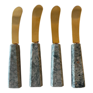 Vintage Marble Stone Serving Spreader Knives