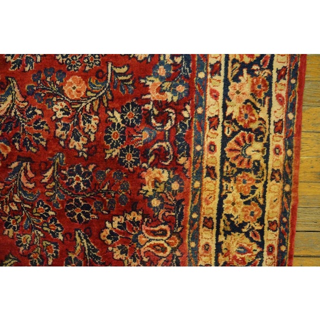 Early 20th Century 1920s Red Medallion Antique Samarghand Persian Sarouk Gallery Rug 5' 6"x 5' 3" Knotted Wool Carpet For Sale - Image 5 of 6