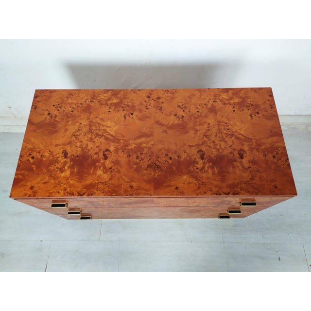 Tan Vintage Amboyna Burl Chest of Drawers, 1970s For Sale - Image 8 of 18