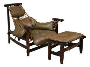 Mid 20th Century Jean Gillon Jangada Rosewood and Leather Lounge Chair and Ottoman