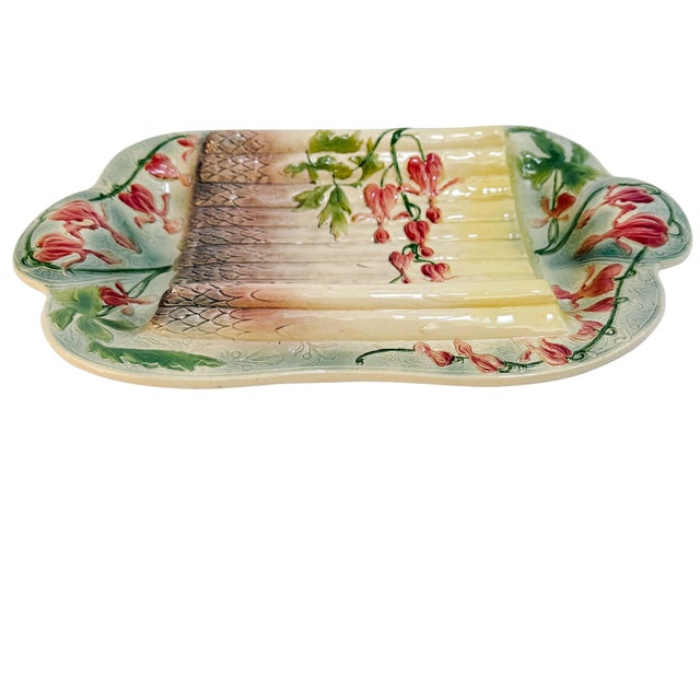 Antique French Majolica Asparagus Serving Platter by St. Clément For Sale - Image 4 of 10