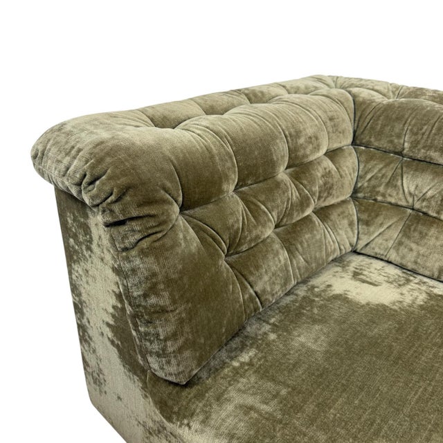Vintage Olive Velvet Modular Two-Seater Sofa, 1960s For Sale - Image 10 of 17