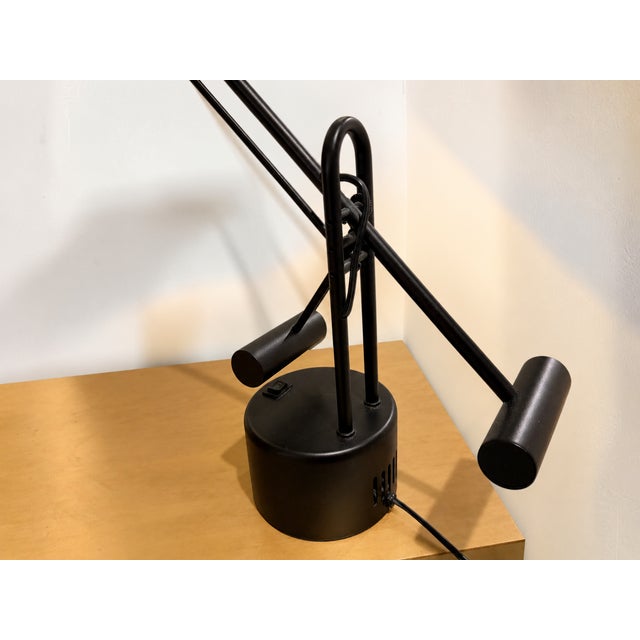 Vintage 1990s Postmodern Black Counterbalance Adjustable Halogen Desk Lamp For Sale - Image 9 of 11