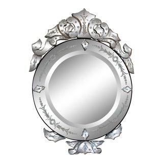 Vintage Venetian Glass Etched Mirror For Sale